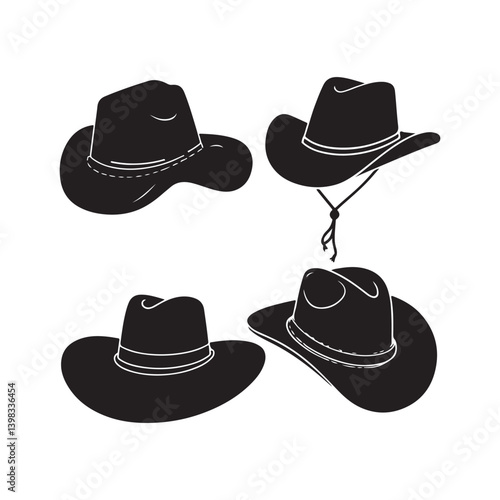 cowboy hat silhouette. Vector illustration on white background.