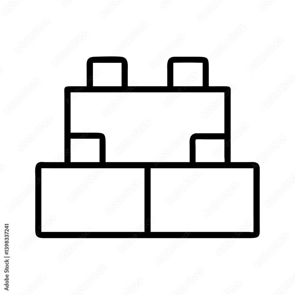 Outline building blocks toy bricks vector illustration for kids construction game concept Outline building blocks toy bricks vector illustration for kids construction game concept