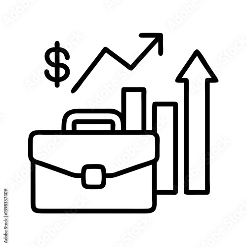 Investment portfolio growth strategy financial success and business development planning icon