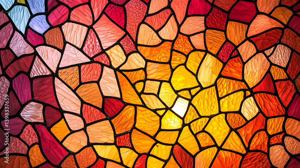 Colorful Stained Glass Mosaic Pattern