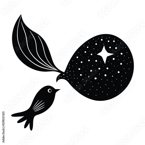 A dream bubble turning into a bird on white background