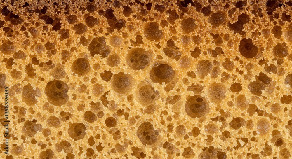 Detailed macro of a porous sponge texture showing intricate patterns
