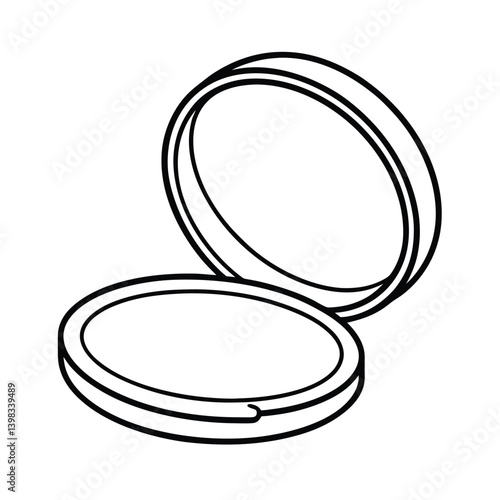 Compact Powder Case Outline Illustration Minimalist Cosmetic Design Element
