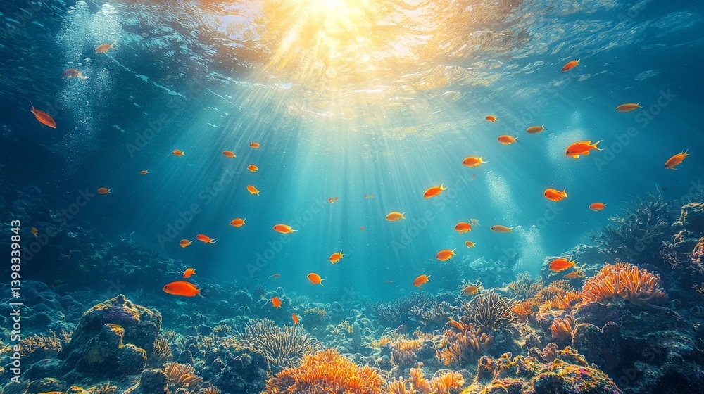 Underwater Coral Reef Sunlight Rays
