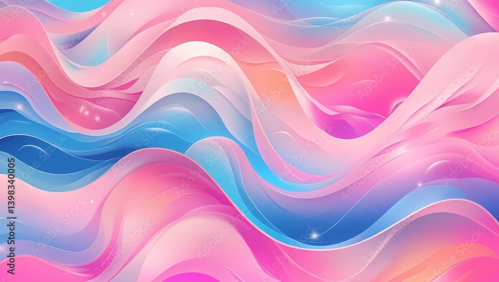 Soft Abstract Background with Flowing Wave Shapes in Blue, Pink, and White Gradients Soft Abstract Background with Flowing Wave Shapes in Blue, Pink, and White Gradients