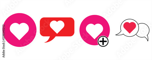 icon love notif set