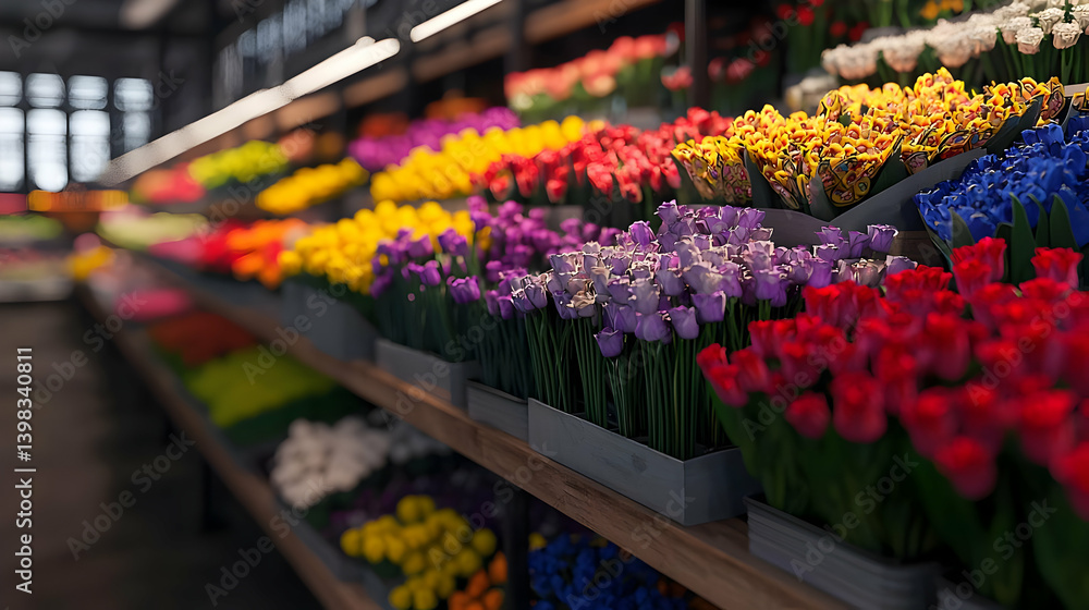 custom made wallpaper toronto digitalColorful Floral Display On Wooden Shelves In A Flower Shop