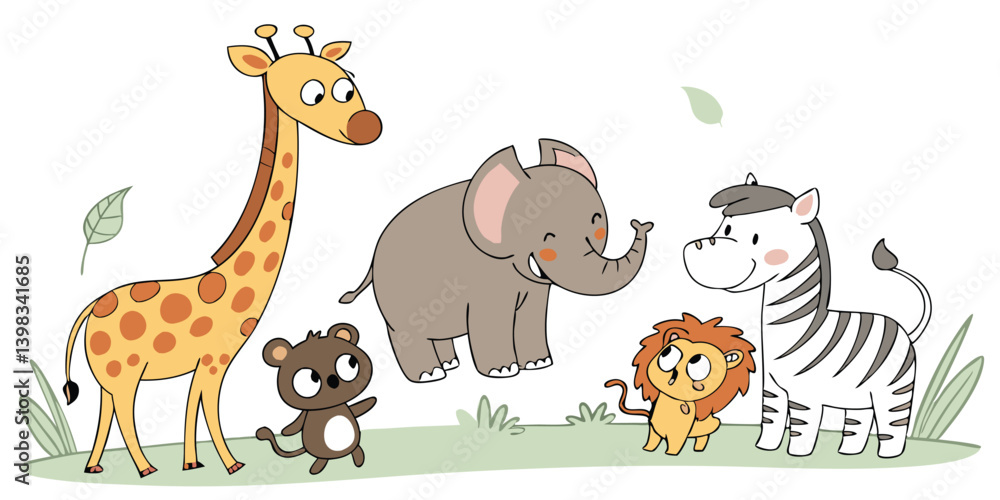 Naklejka premium set of funny cartoon animals