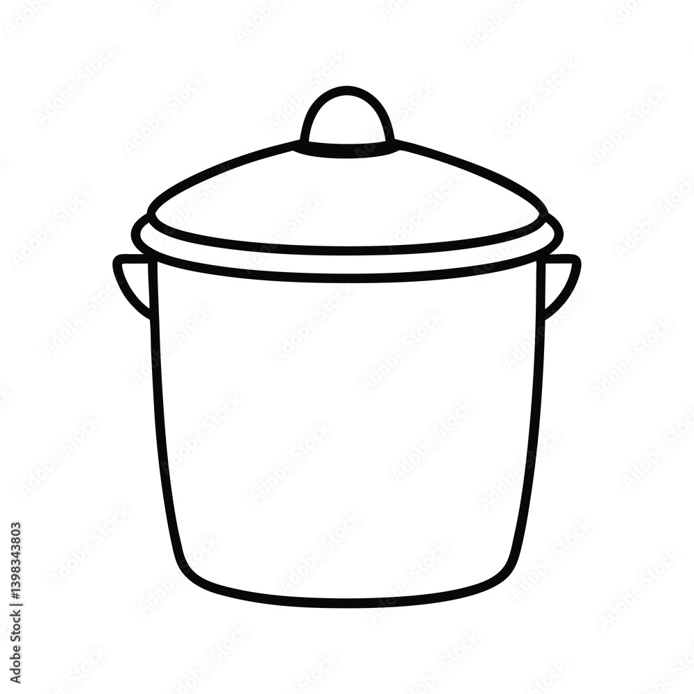 Simple Outline Drawing Of A Cooking Pot With Lid For Culinary Projects Simple Outline Drawing Of A Cooking Pot With Lid For Culinary Projects