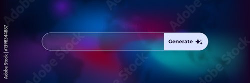 Ai interface showcasing a digital progress bar and generate button in a modern, futuristic style.