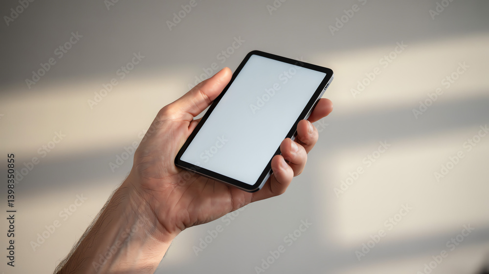 Hand holding smartphone with blank screen Hand holding smartphone with blank screen