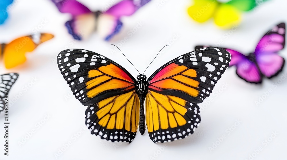 Fototapeta premium Close Up of a Vibrant Orange Butterfly on White Background