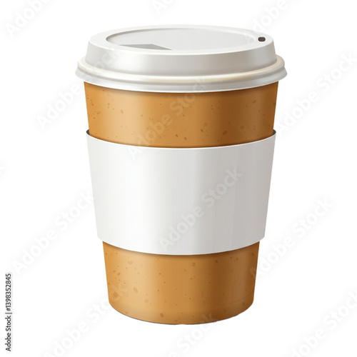 Hot drink paper cup with mockup sleeve vector isolated on white background 