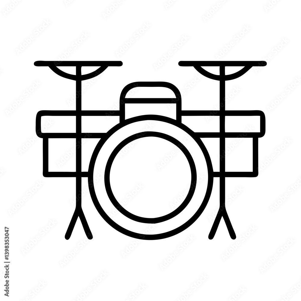 Outline drum set vector illustration for music instrument percussion and rock band design concept Outline drum set vector illustration for music instrument percussion and rock band design concept