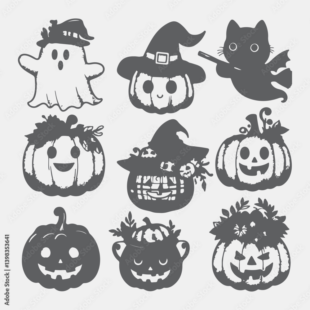 Fototapeta premium set of halloween icons