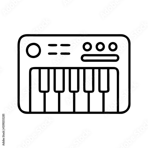 Keyboard synthesizer vector icon illustration, musical instrument for music production