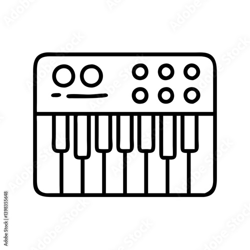 Synthesizer keyboard vector icon illustration for musical instrument and music production design needs