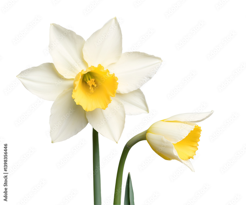 Fototapeta premium Exquisite Daffodils in Soft Pastel Rendering, A Botanical Illustration Capturing the Delicate Beauty of Spring Flowers in a Minimalist Style Art