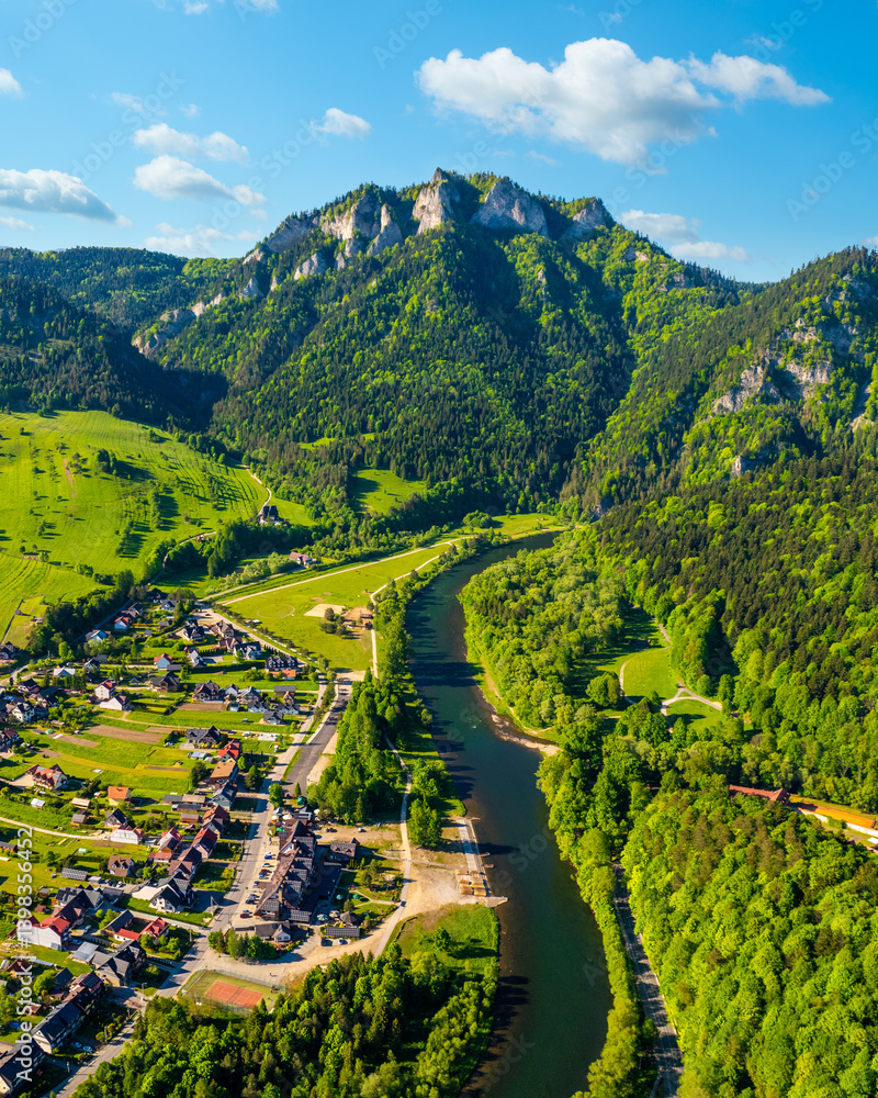 Summer view of the Three Crowns in the Pieniny National Park at the foot of the Tatra Mountains. Poland