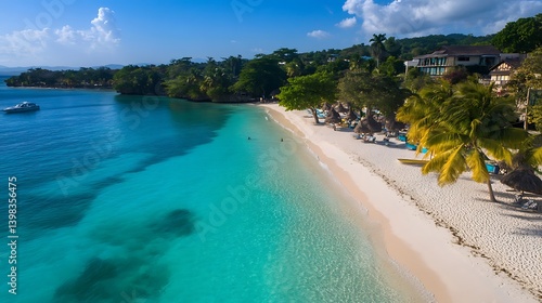 Caribbean Paradise Aerial View of Pristine Beach.