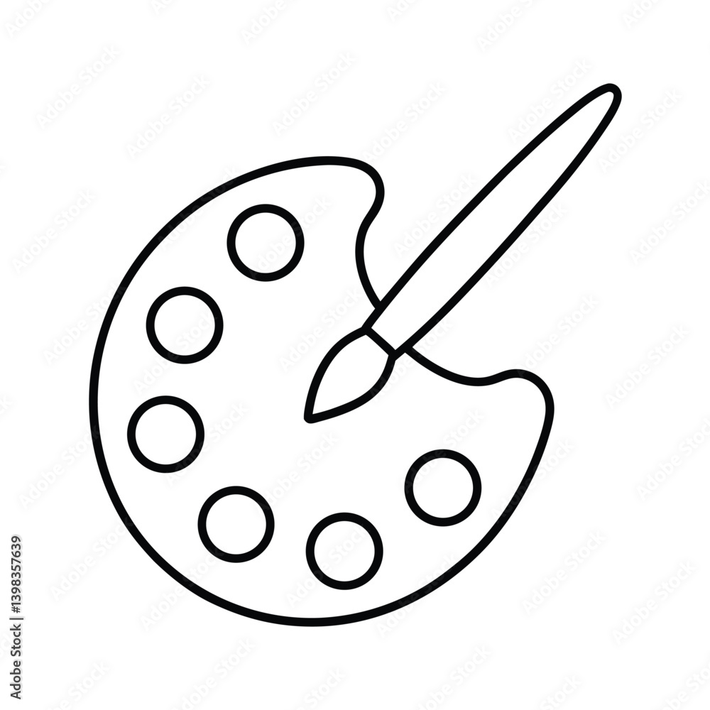 Simple Outline Of A Paint Palette And Brush For Creative Projects Simple Outline Of A Paint Palette And Brush For Creative Projects