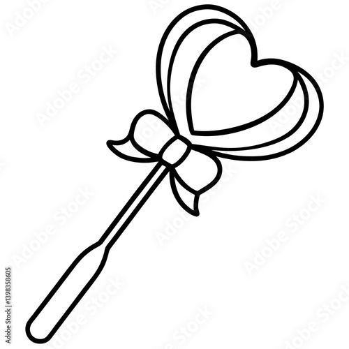 Outline Heart Lollipop Sketch