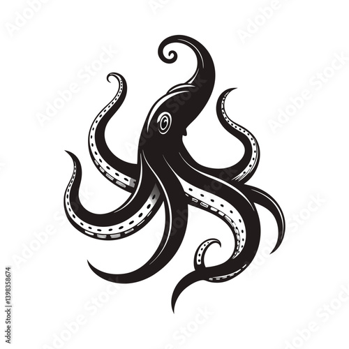 Tentacles of an octopus on white background.