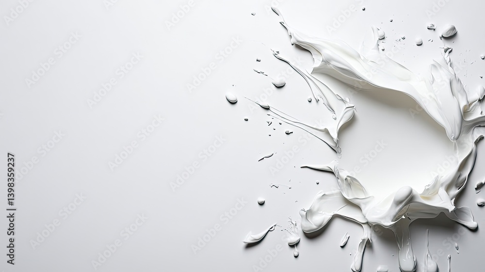 Dynamic splash of white paint on clean canvas studio setting artistic composition minimalist view Dynamic splash of white paint on clean canvas studio setting artistic composition minimalist view