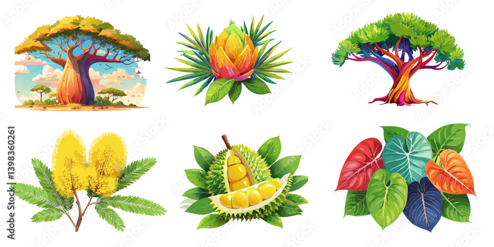 Obraz premium Set of exotic plants.