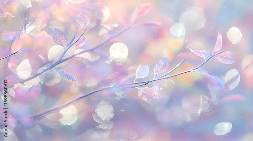 Fototapeta premium Delicate Pastel Leaves Softly Illuminated Background
