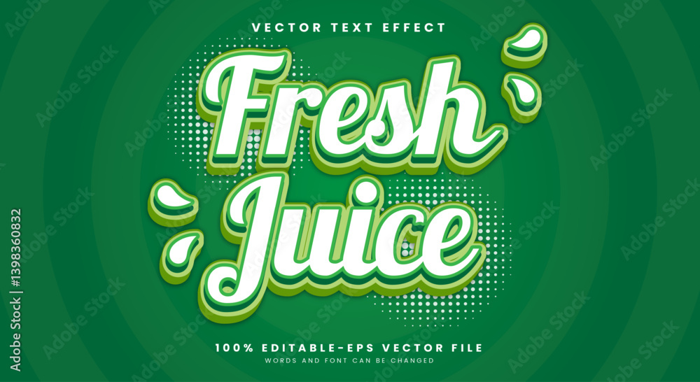 Fototapeta premium Fresh Juice 3d editable text effect Template Suitable for Fresh theme