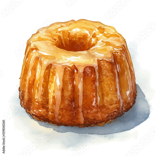 Honey Cake Medovik, watercolor illustration, isolated on a white background.

