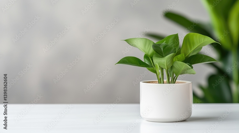 A small green potted plant sitting on a white surface with a blurred background, and showcasing simplicity and minimalism in indoor decor. A small green potted plant sitting on a white surface with a blurred background, and showcasing simplicity and minimalism in indoor decor.