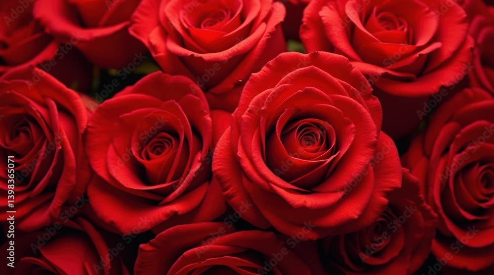Banner full of multiple red roses, top view. Red roses panoramic background. Fresh dark red rose close up texture for St. Valentine's Day or Sant Jordi. Rose blossom. Banner full of multiple red roses, top view. Red roses panoramic background. Fresh dark red rose close up texture for St. Valentine's Day or Sant Jordi. Rose blossom.