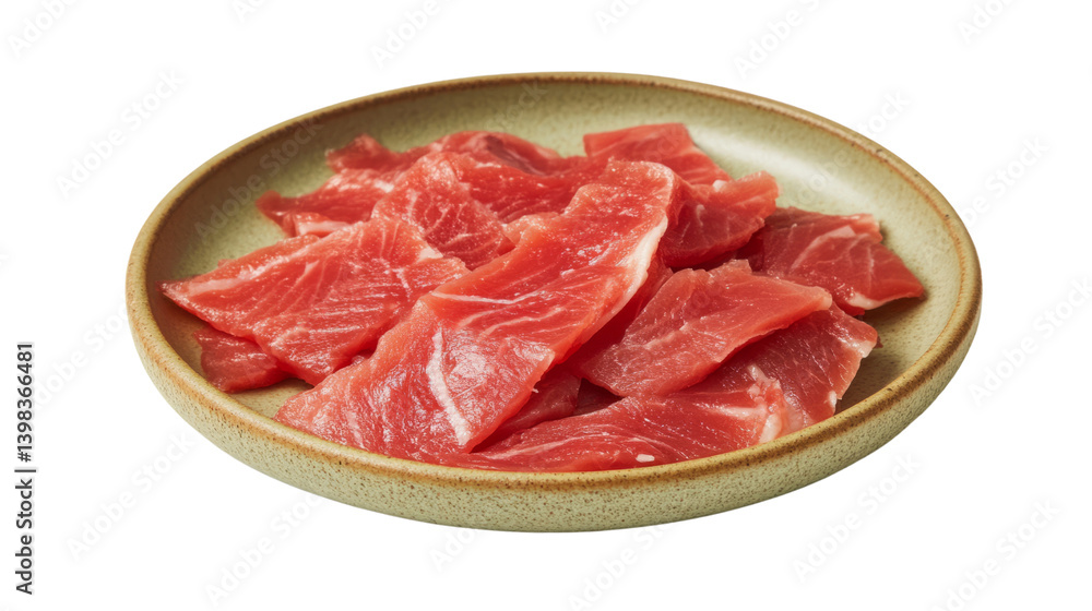 Fresh thinly sliced red meat on a transparent background Fresh thinly sliced red meat on a transparent background