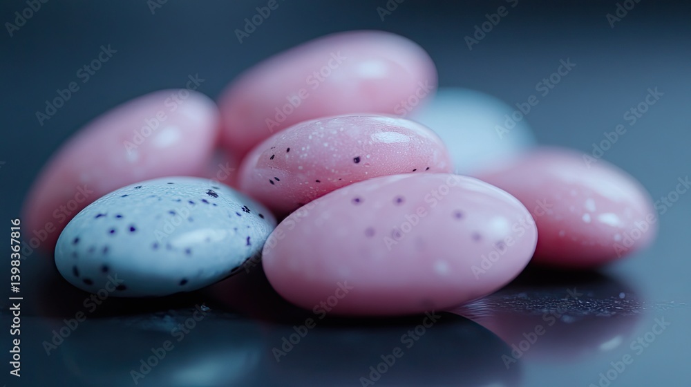 A Close Up Of Pink And Blue Speckled Candy Eggs A Close Up Of Pink And Blue Speckled Candy Eggs