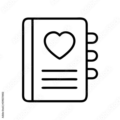 Heart diary notebook journal love notes memory book personal organizer vector illustration icon