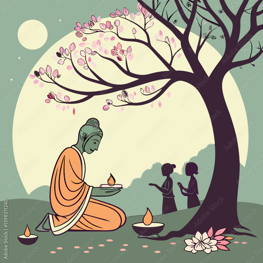 Obraz premium Buddha's Birthday or Buddha Day is a primarily Buddhist festival that is celebrated in most of South, Southeast and East Asia, commemorating the birth of the prince Siddhartha Gautama, who became the 