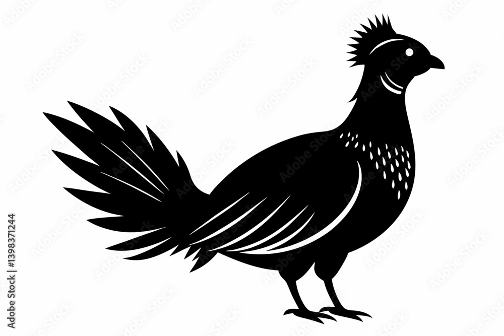 Fototapeta premium Prairie chicken silhouette black vector