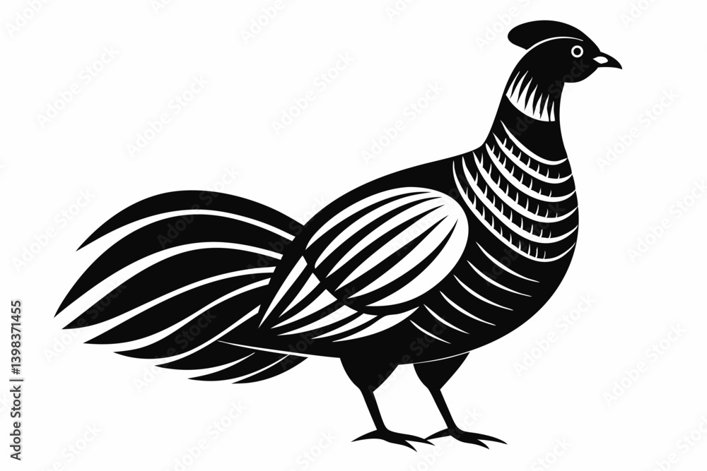 Fototapeta premium Prairie chicken silhouette black vector