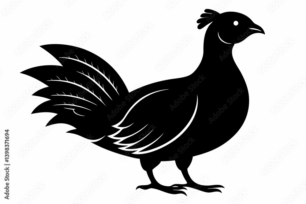 Fototapeta premium Prairie chicken silhouette black vector