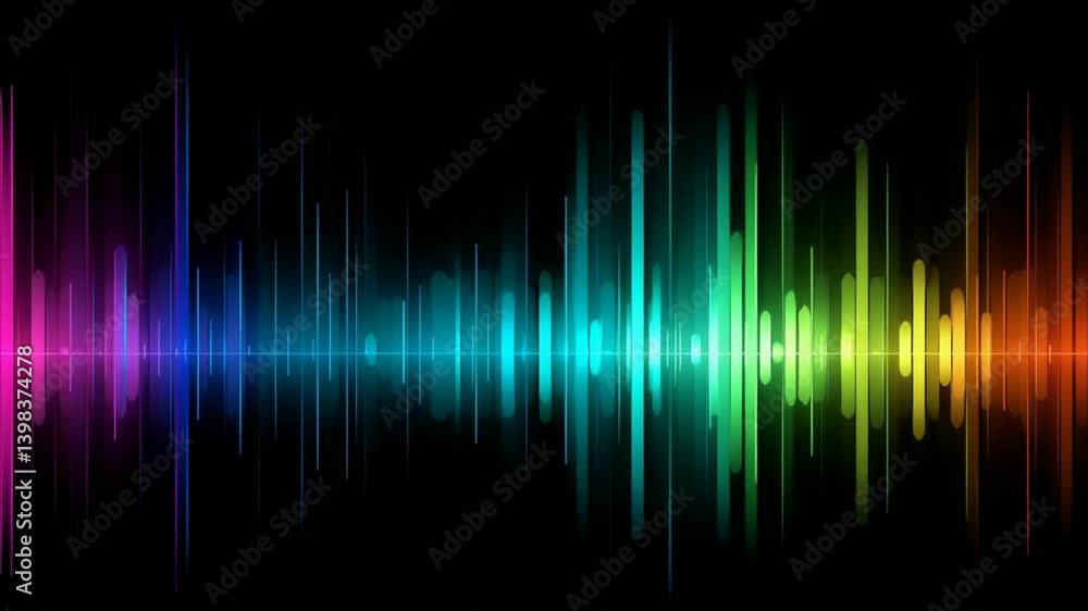 Colorful sound wave visual representation of audio spectrum on dark background illustration Colorful sound wave visual representation of audio spectrum on dark background illustration