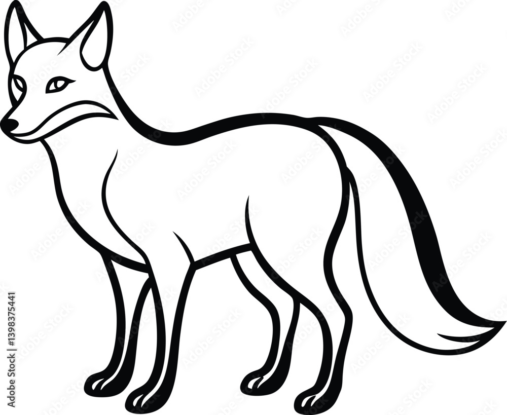 fox silhouette black colour with white background fox silhouette black colour with white background