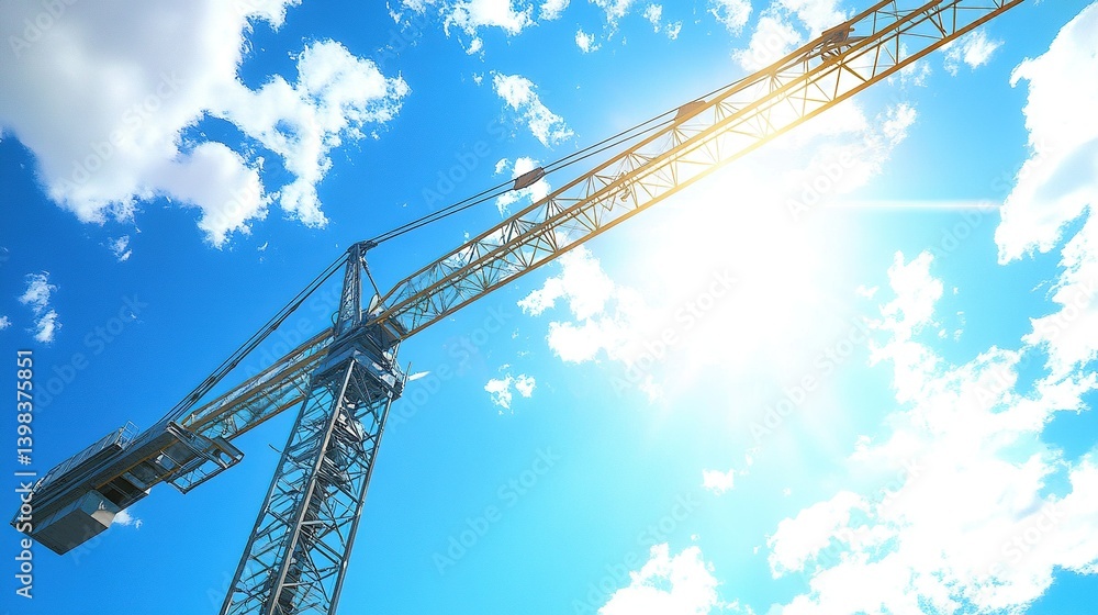 about the tower crane at construction and blue sky : Generative AI