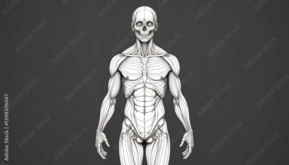Obraz premium Anatomy Drawing of Human Muscular and Skeletal System