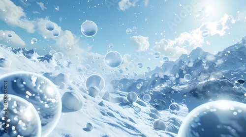 Wallpaper Mural A 3D rendering with many spheres size distribution rushing in front of the camera, explosive force of atoms, Generative AI illustrations.  Torontodigital.ca