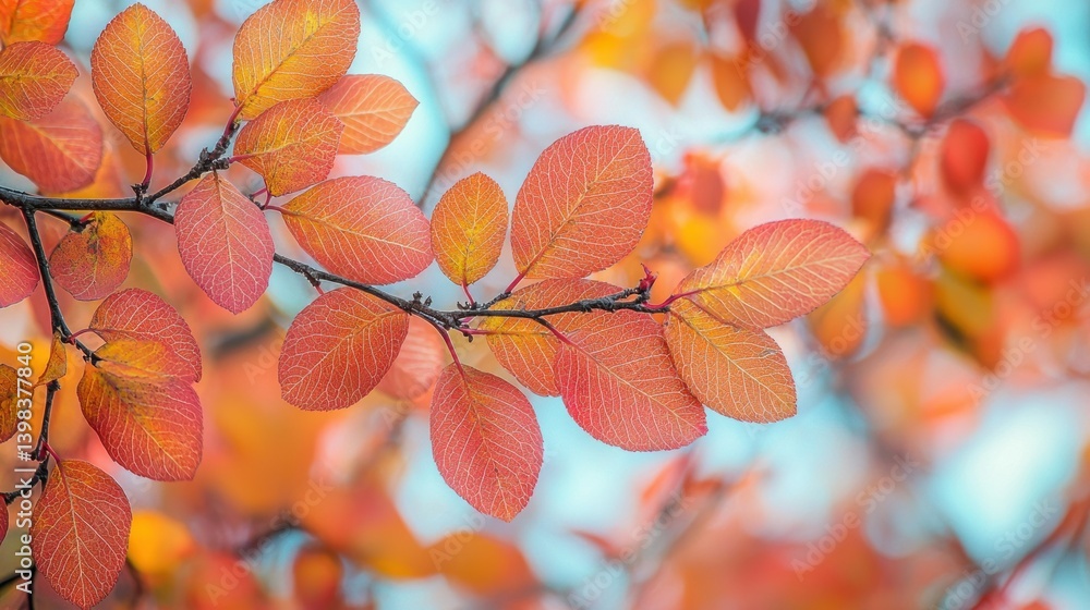 Autumnal Serenity: Vibrant Orange Leaves in Soft Light Autumnal Serenity: Vibrant Orange Leaves in Soft Light