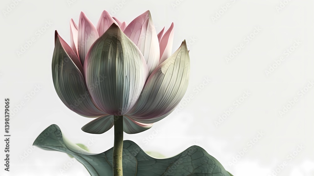Fototapeta premium A large lotus bud blooming, Generative AI illustrations. 