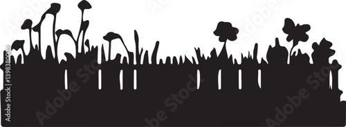silhouette of grass and flowers