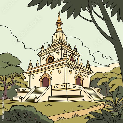 A Buddhist temple or Buddhist monastery is the place of worship for Buddhists, the followers of Buddhism. They include the structures called vihara, chaitya, stupa, wat and pagoda in different regions